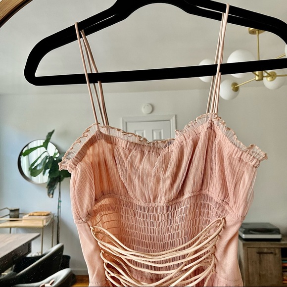 Blithe Powder Pink Tulle Maxi Corset Dress with Shorts - Picture 3 of 8